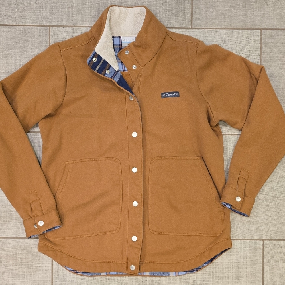 Columbia Tan Jacket with Plaid Lining